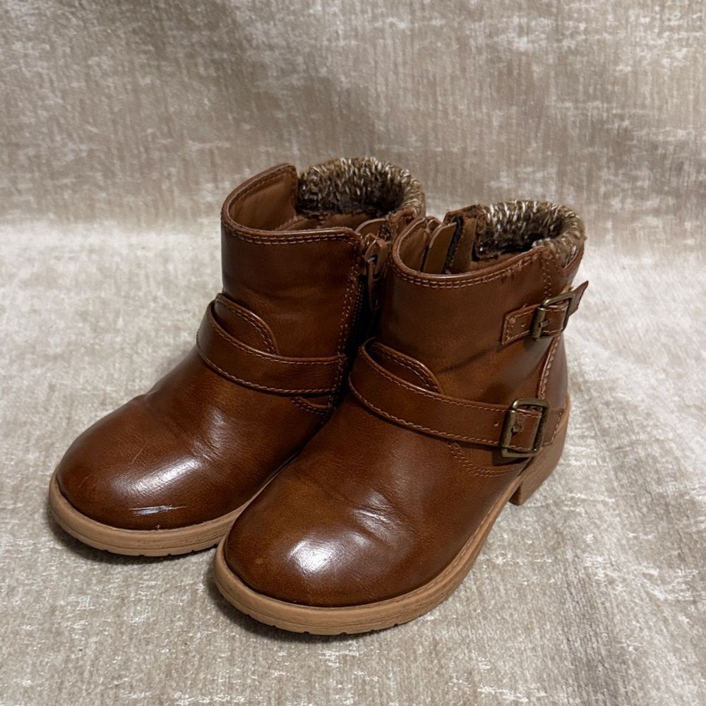 Wonder Nation Brown Kids Boots with Buckle